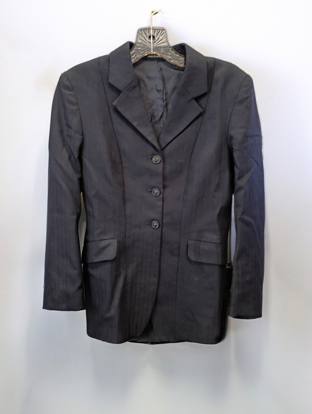 Women's Vintage Pytchley Black Wool Herringbone English Hunting/Riding Jacket S